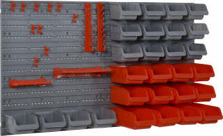 Držák na nářadí s úložnými boxy 63,5x22,5x95,5 cm | červený + šedý č.1