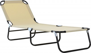 Zahradní lehátko s nastavitelným opěradlem, 188 x 56 x 28 cm | krémové č.1