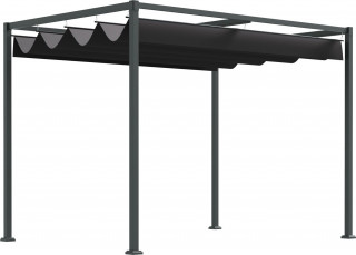 Zahradní kovová pergola se zatahovací střechou 298 x 213 x 222 cm | šedá a čená č.1