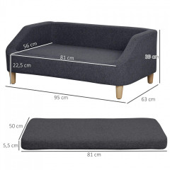 Pohovka pro psy 95x63x39 cm | tmavě šedá č.2