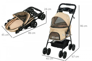 Skládací kočárek pro mazlíčky 67x45x96 cm | khaki č.3
