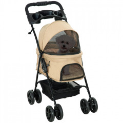 Skládací kočárek pro mazlíčky 67x45x96 cm | khaki č.1