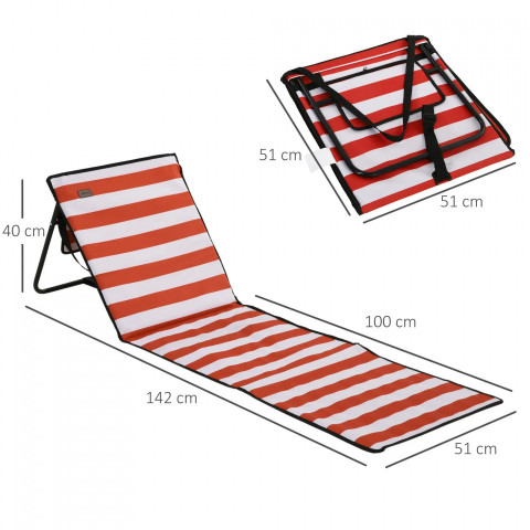 Plážové lehátko 142 x 51 x 40 cm 2 ks | červené + bílé č.3