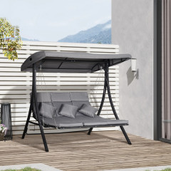 Houpačka pro 3 osoby 200 x 115 x 168 cm | šedá