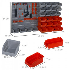 Držák na nářadí s úložnými boxy 63,5x22,5x95,5 cm | červený + šedý č.2