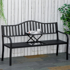 Zahradní lavička s rozkládacím stolem 150 x 58,5 x 90 cm | černá č.1