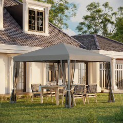 Luxusní skládací zahradní altán 300 x 300 cm | světle šedý a černý č.1