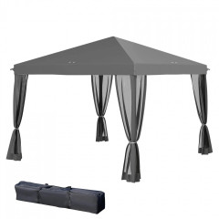 Luxusní skládací zahradní altán 300 x 300 cm | světle šedý a černý č.2