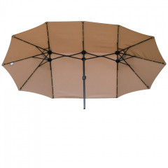 Zahradní slunečník s LED světly, 440 x 260 cm | khaki č.2