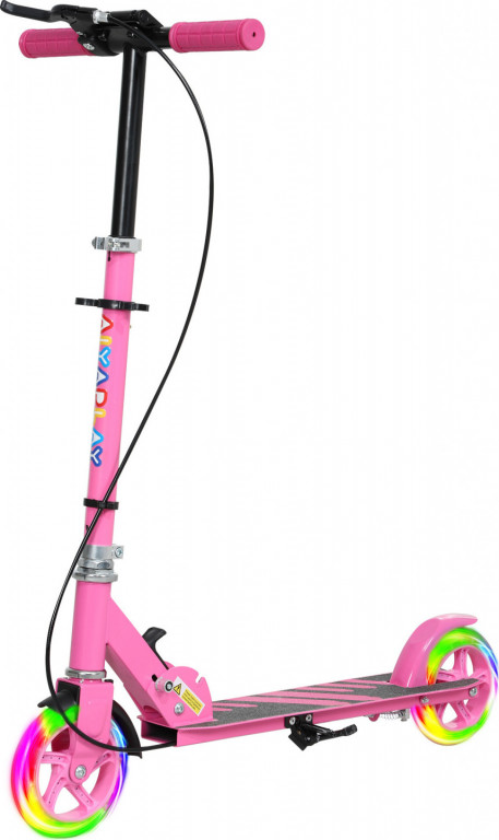 Dětská koloběžka se svítícími koly, 73 x 36 x 73-89 cm | růžová