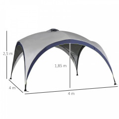 Zahradní párty stan 4 x 4 x 2,5 m | krémově bílý + modrý č.3