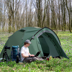 Kempingový stan pro 2-3 osoby 325x183x130 cm | zelený + šedý č.1