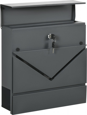 Nástěnná poštovní schránka 37 x 10,5 x 37 cm | tmavě šedá č.2