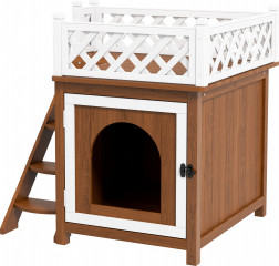 Kočičí domek s balkonem, 67,5 x 63 x 68,5 cm | hnědý č.1