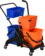 Úklidový vozík se 2 kbelíky| oranžový + modrý č.1