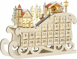 Adventní kalendář sáně 45 x 10 x 31 cm | přírodní č.1