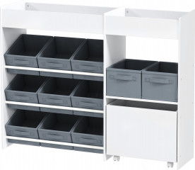 Dětský regál na hračky s 11 látkovými boxy, 105 x 30 x 80 cm | bílý č.1