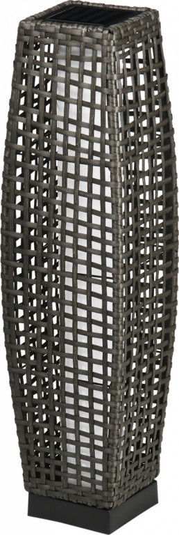 Zahradní stolní lampa z imitace tkaného ratanu, 21 x 21 x 78 cm | šedá
