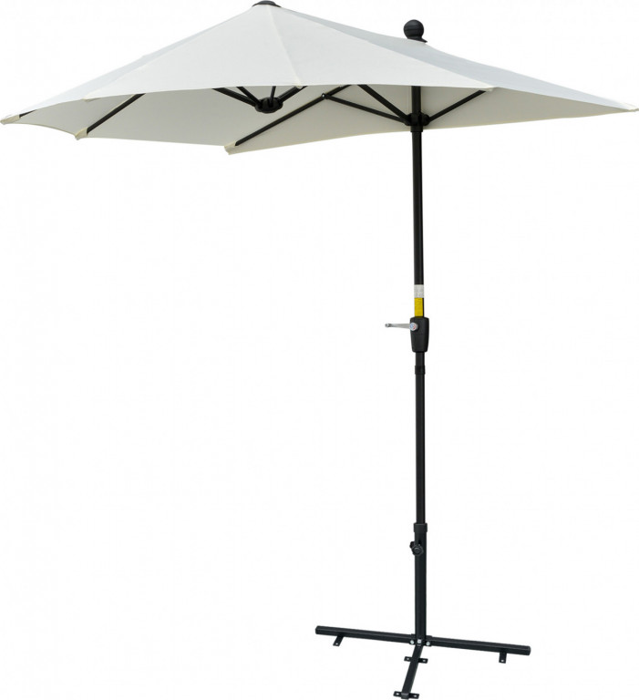 Půlkruhový slunečník, 2 x 1,9 m | krémově bílý