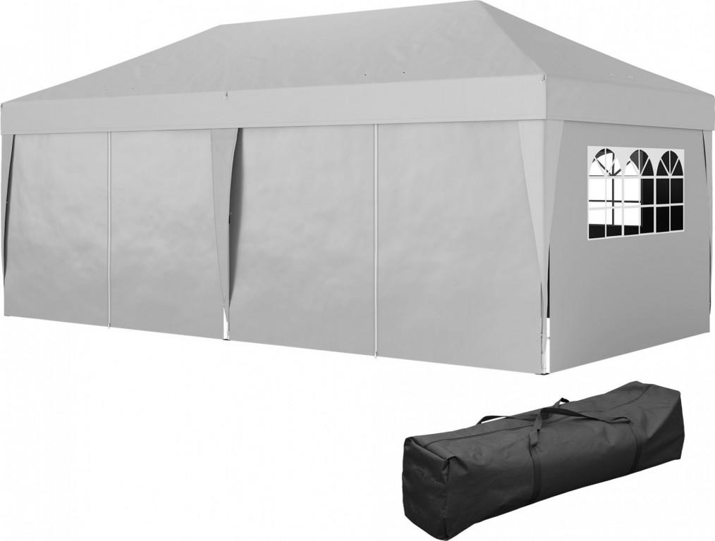 Skládací zahradní altán, 590 x 295 x 285 cm | šedý