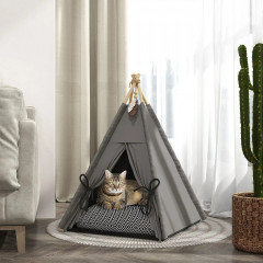Pelíšek pro domácí mazlíčky teepee, 60 x 60 x 76 cm | šedý č.1