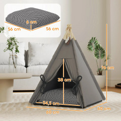 Pelíšek pro domácí mazlíčky teepee, 60 x 60 x 76 cm | šedý č.3