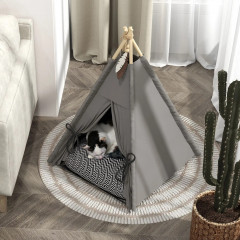 Pelíšek pro domácí mazlíčky teepee, 60 x 60 x 76 cm | šedý č.2