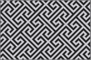 Venkovní koberec s oboustranným designem 121 x 182 cm | černý + bílý č.1