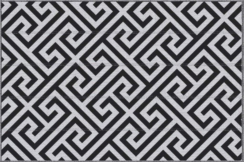 Venkovní koberec s oboustranným designem 121 x 182 cm | černý + bílý