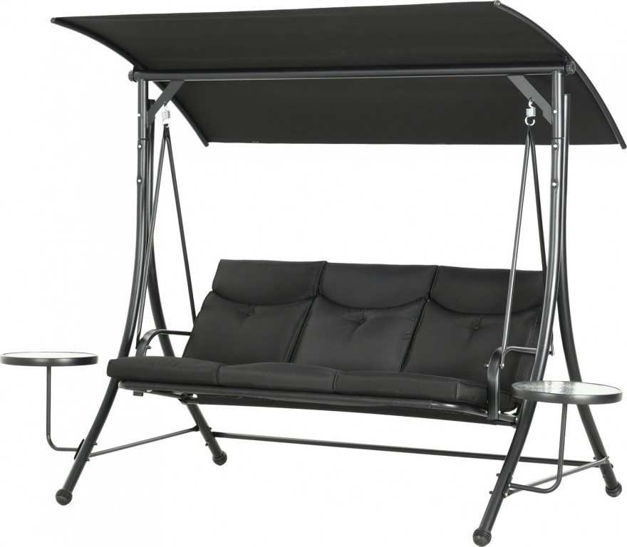 3místná zahradní houpačka 271 x 125 x 177 cm | černá