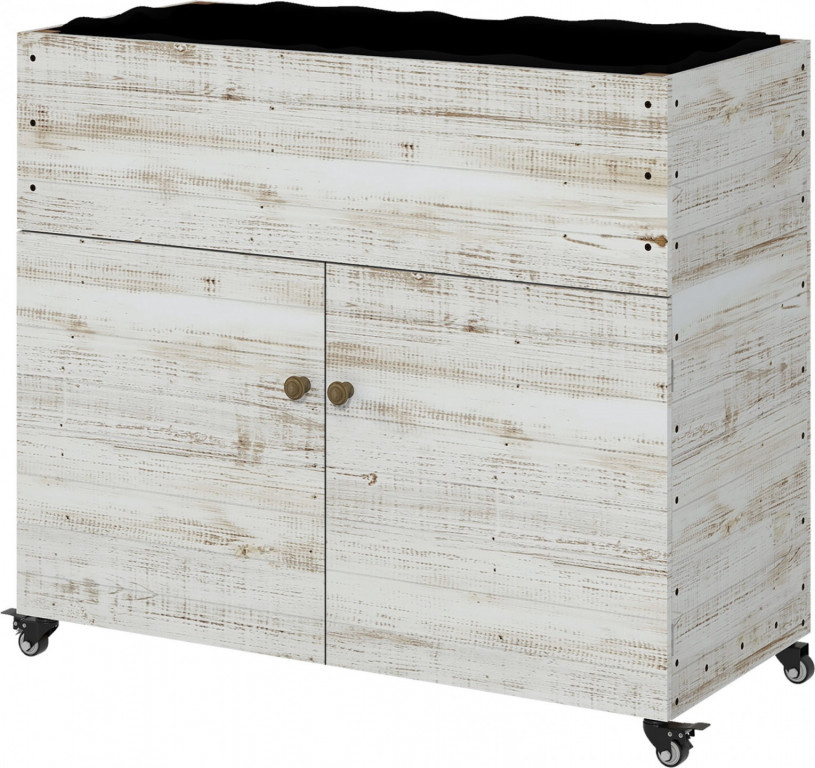 Dřevěný vyvýšený záhon se skříňkou 110x50x95 cm | bílý