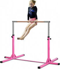 Gymnastická výškově nastavitelná tyč | růžová č.1