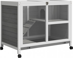 Pojízdná králíkárna 91,5 x 53,3 x 73 cm | šedá