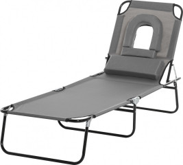 Zahradní lehátko s okénkem na čtení | šedé