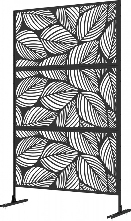 Dekorativní zahradní zástěna, 122 x 45 x 198 cm | černá