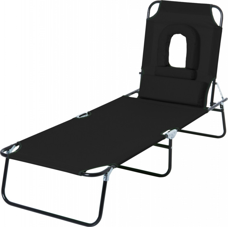 Zahradní lehátko s okénkem na čtení | černé