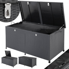 Úložný polyratanový box 151x77x73cm s kolečky | černý č.1