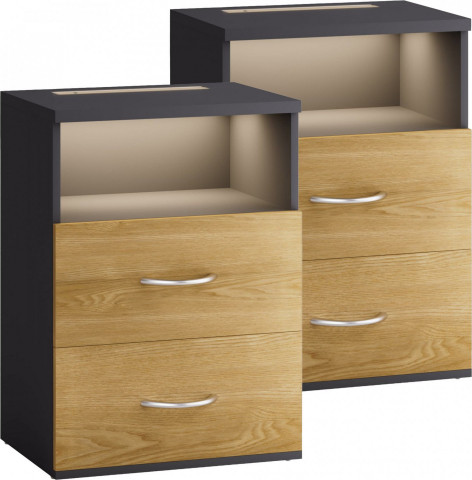 Noční stolek Jamie sada 2 ks 55x40x28cm | dřevo/šedá č.3