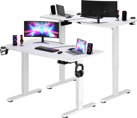 Výškově nastavitelný stůl 110x60x73-118cm | bílá č.1