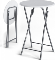 Skládací sada 2 barových stolů Ø60cm |bílý č.1