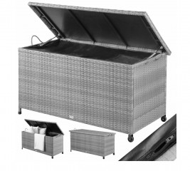 Úložný box z polyratanu s kolečky 117x53x60 cm | šedý č.1