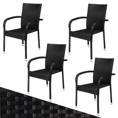 Stohovací židle z polyratanu Comfort sada 4 kusů | černá č.1