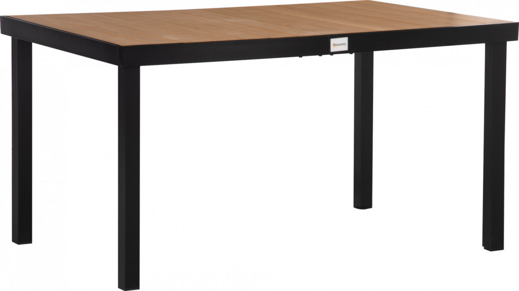 Zahradní jídelní stůl pro 6 osob, 140 x 90 x 74 cm | přírodní + černý