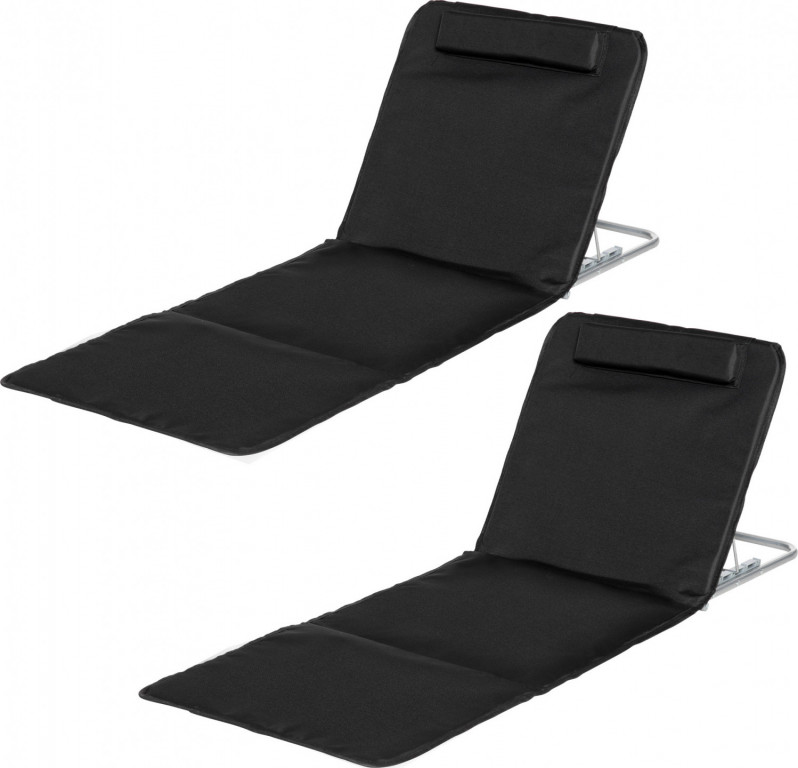 Plážové lehátko 134 x 48 x 33-43 cm | černé