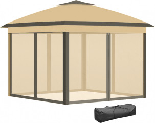 Zahradní Pop-Up altán s dvojitou střechou | béžový č.1