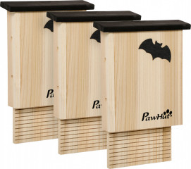 Dřevěné domečky pro netopýry, 3 kusy | přírodní č.1