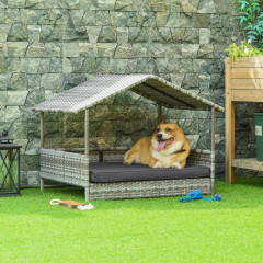 Ratanový domeček pro mazlíčky 98x69x70 cm | šedý