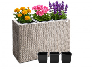 Polyratanový květináč 83x30,5x60cm | krémový č.1