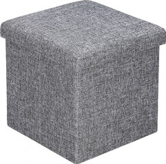 Čalouněný skládací taburet s úložným prostorem 38 x 38 x 38 cm |světle šedý č.1