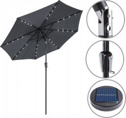 Zahradní slunečník s LED osvětlením Ø 300 cm | antracit